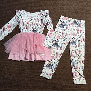 Girls' Pink and White Ruffle Outfit Set